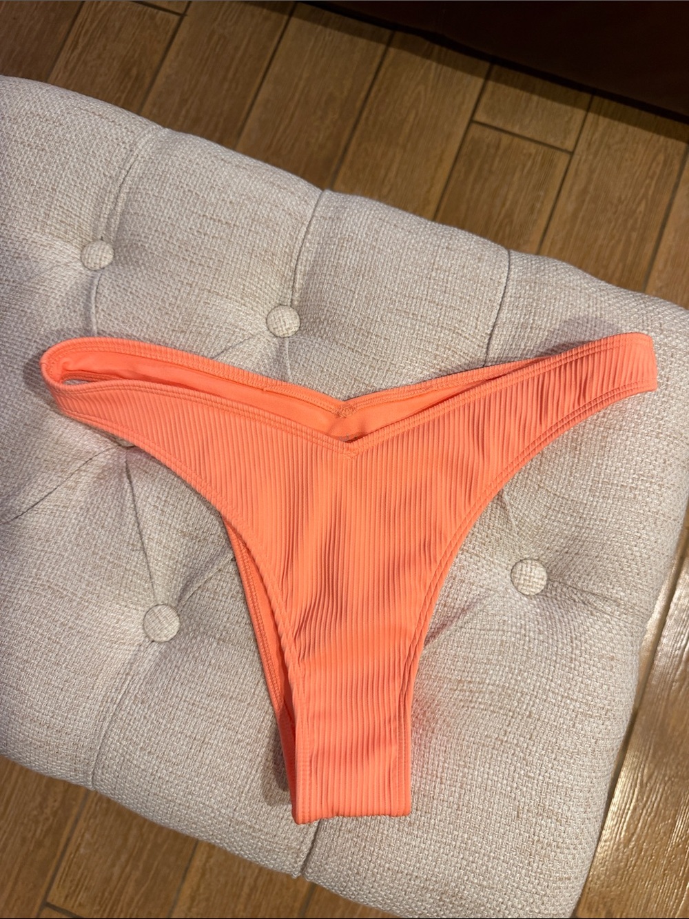 Hollister Orange Ribbed Bikini Bottom Medium